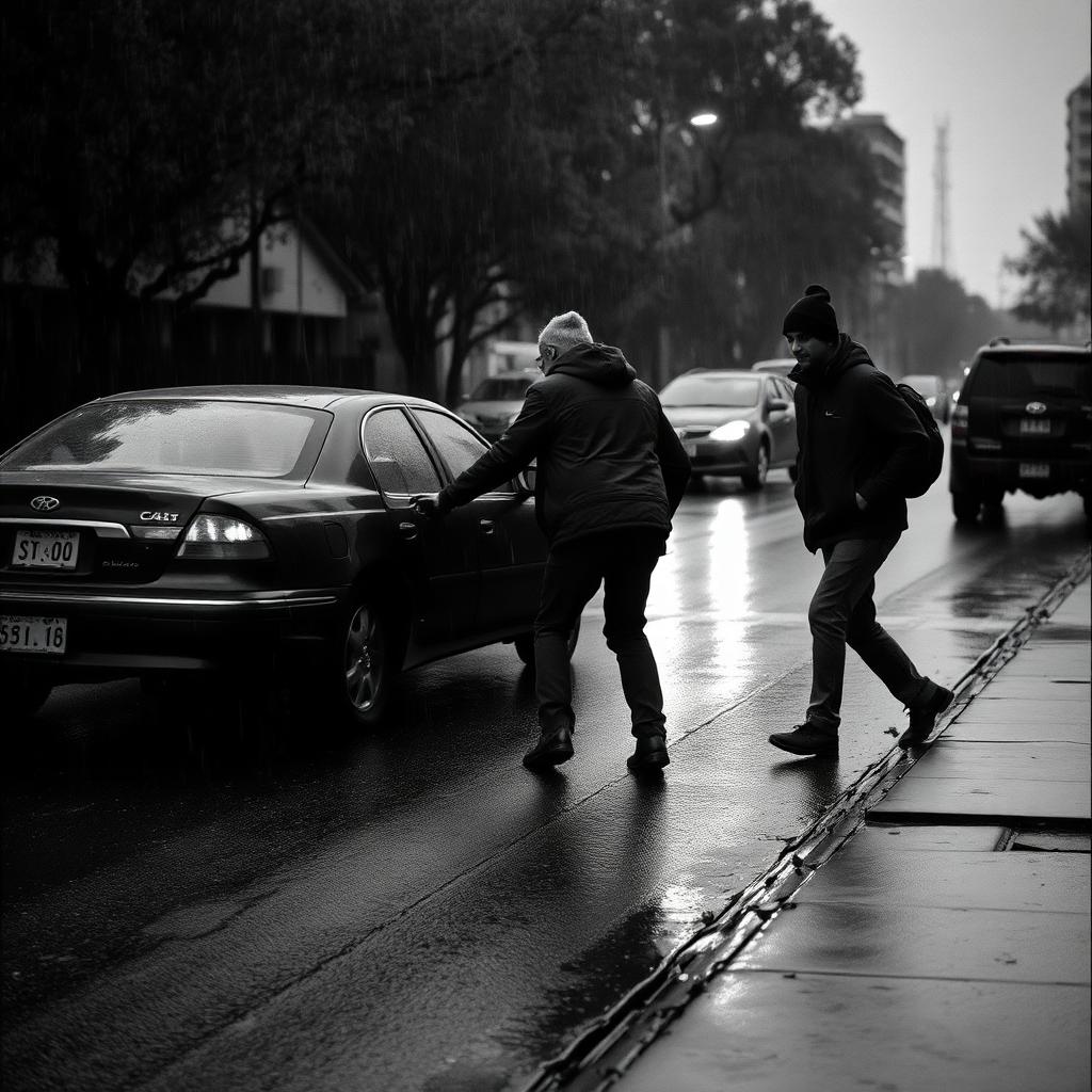 Two strangers in the rain